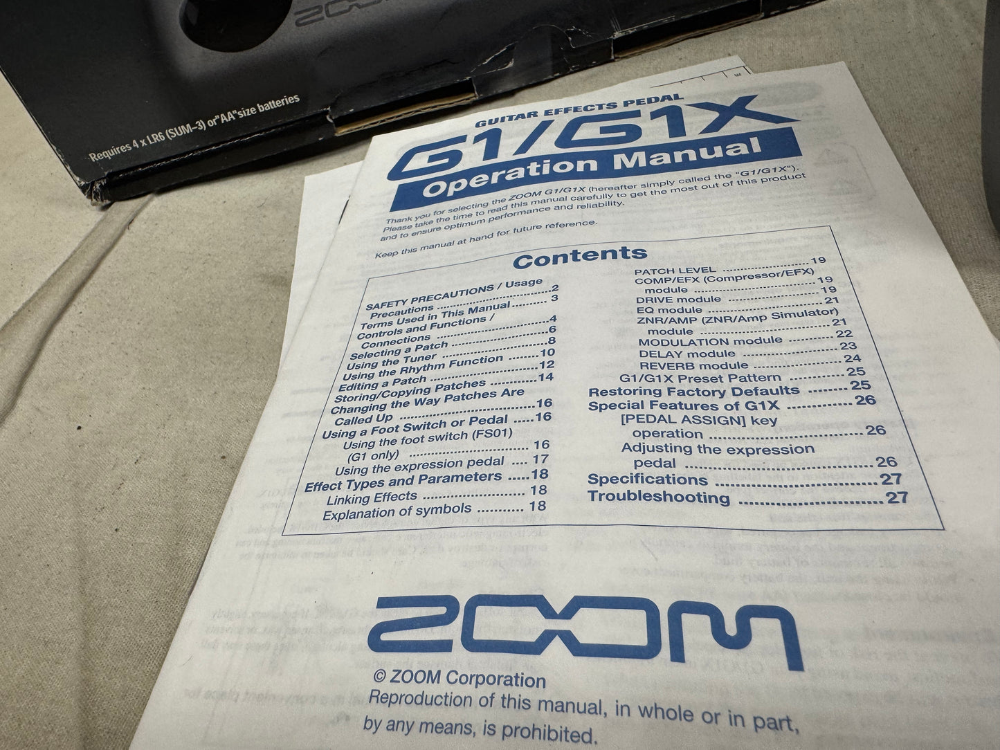 Zoom G1Xon g1x on Guitar Multi-Effects Pedal with Power Supply + Box