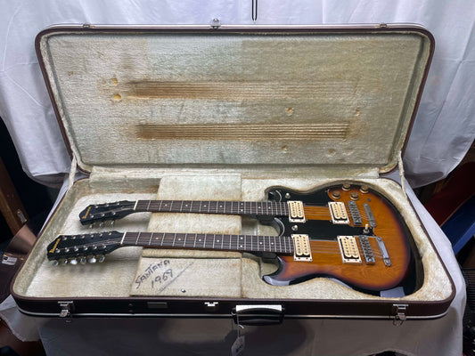 Ibanez Studio Series ST1200 Studio Twin 6/12 Double Neck doubleneck Guitar with Case MIJ Made In Japan 1978 - Brown Sunburst