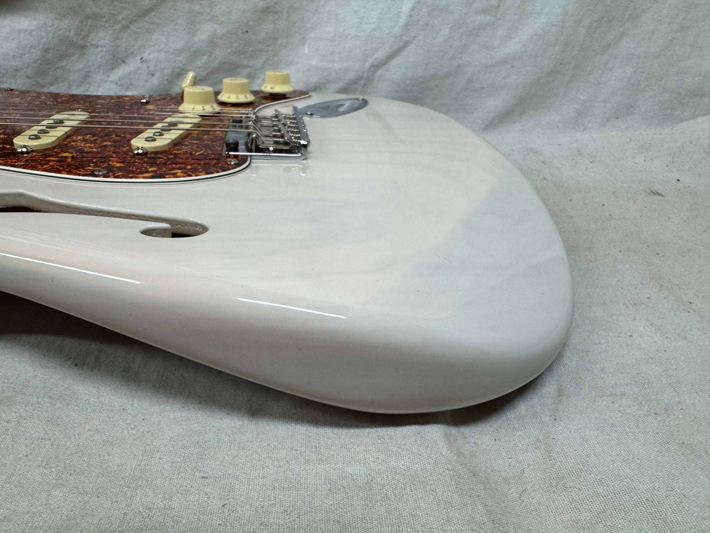 Fender USA Parts Stratocaster Guitar - Deep C shape American Professional II neck on American Professional Thinline Body  - White Blonde / Fender neck