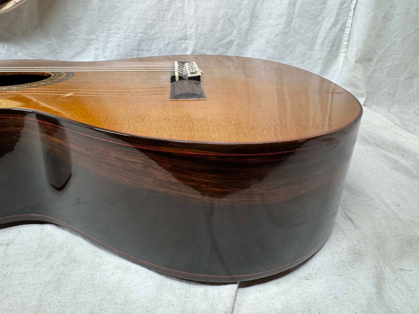 Kevin Mathers Concert Classical Acoustic Guitar - crack/hole in top - with Case 2006