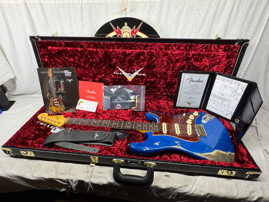 Fender USA Custom Shop '62 1962 Stratocaster Heavy Relic Guitar with COA + Case 2022 - Sapphire Blue Transparent / Rosewood fingerboard