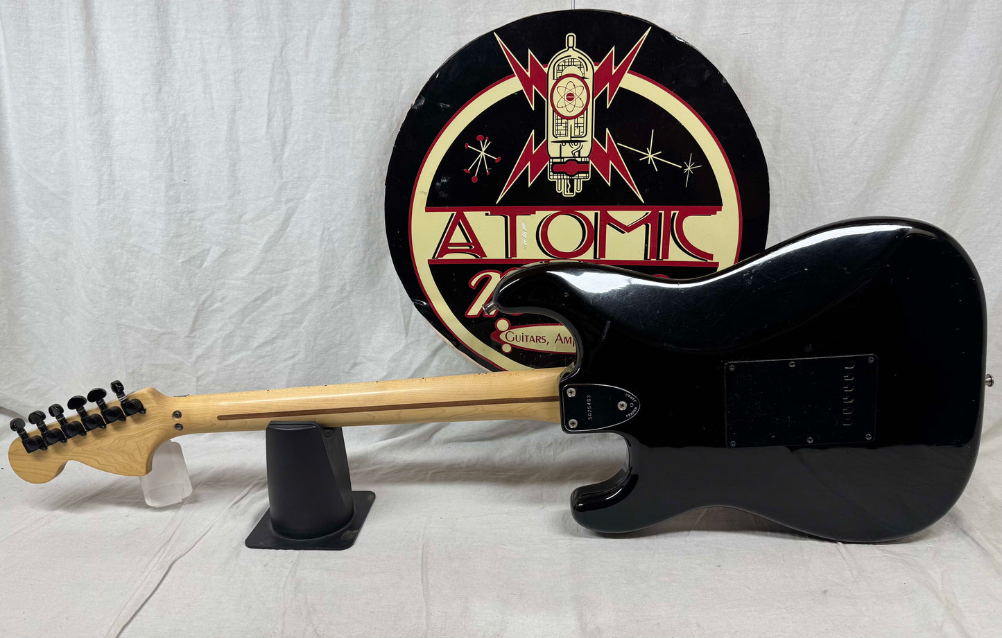 Squier by Fender MIJ Made In Japan Stratocaster Guitar with Floyd Rose + EMGs Upgrades + Case 1985 - 1986 - Black / Maple neck