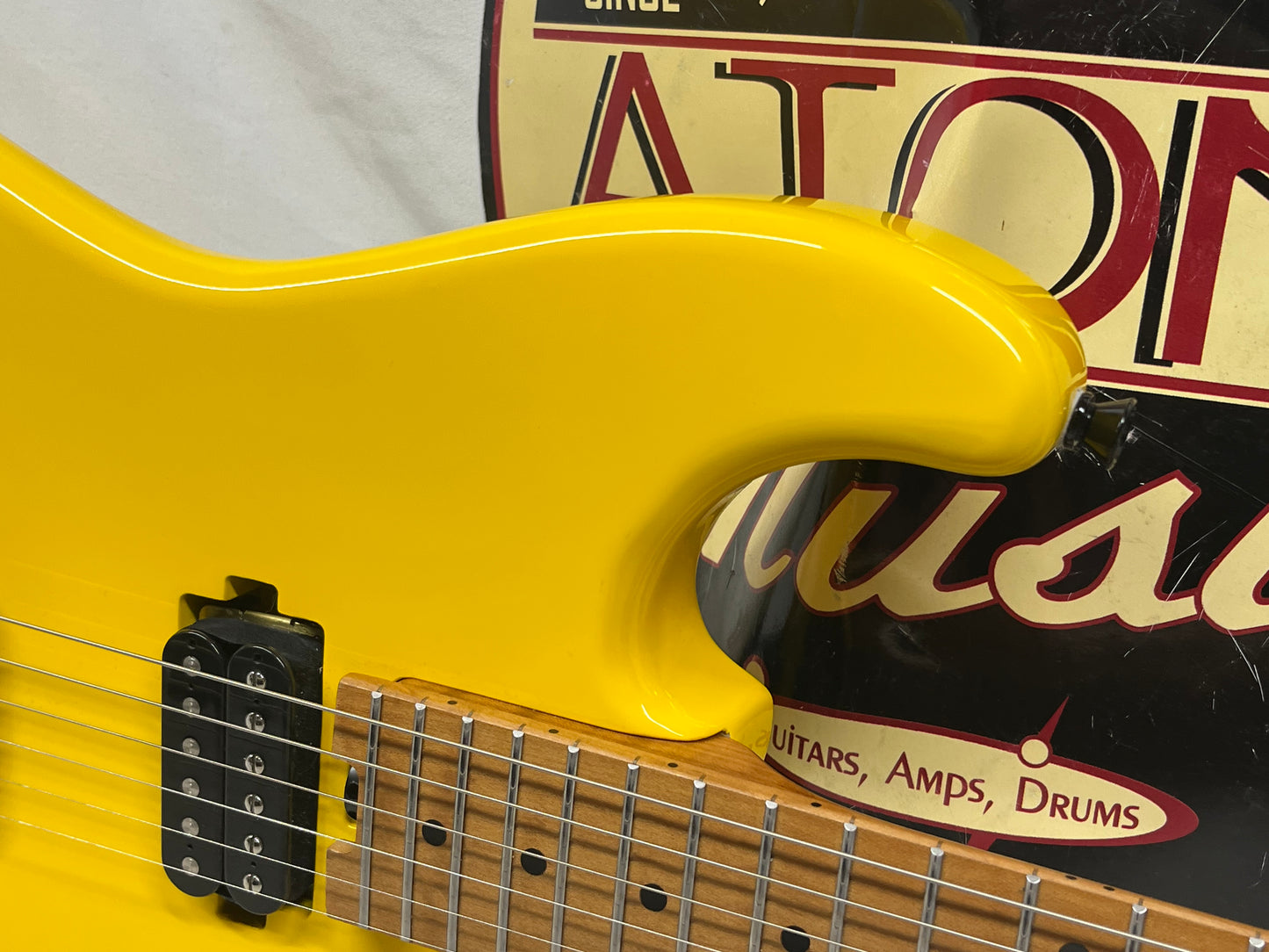 SBS CS300 S-Style Doublecut HH FR Electric Guitar - Neon Yellow