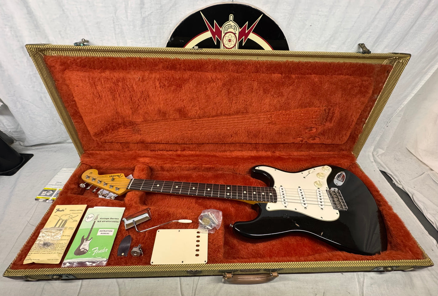 Fender USA Vintage Series '62 1962 Stratocaster Guitar with Case pot codes date to 1988 - Black / Rosewood fingerboard