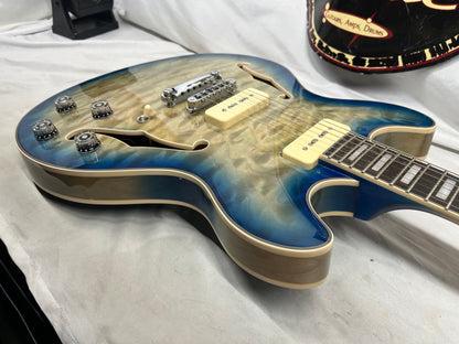 D'Angelico DAPDCBLBCSCB9EX Doublecut Semi-Hollow Body Electric Guitar