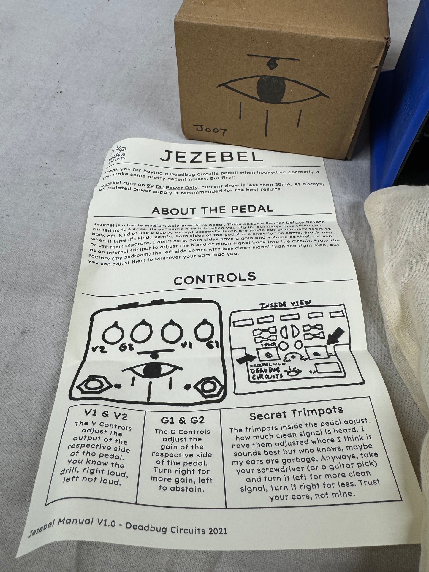 Deadbug Circuits Jezebel Overdrive Pedal with Box