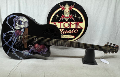 Ovation Demented Series Limited Edition DJA34-BDY DJ Ashba Signature Acoustic Guitar with Case - Bone Daddy Graphics
