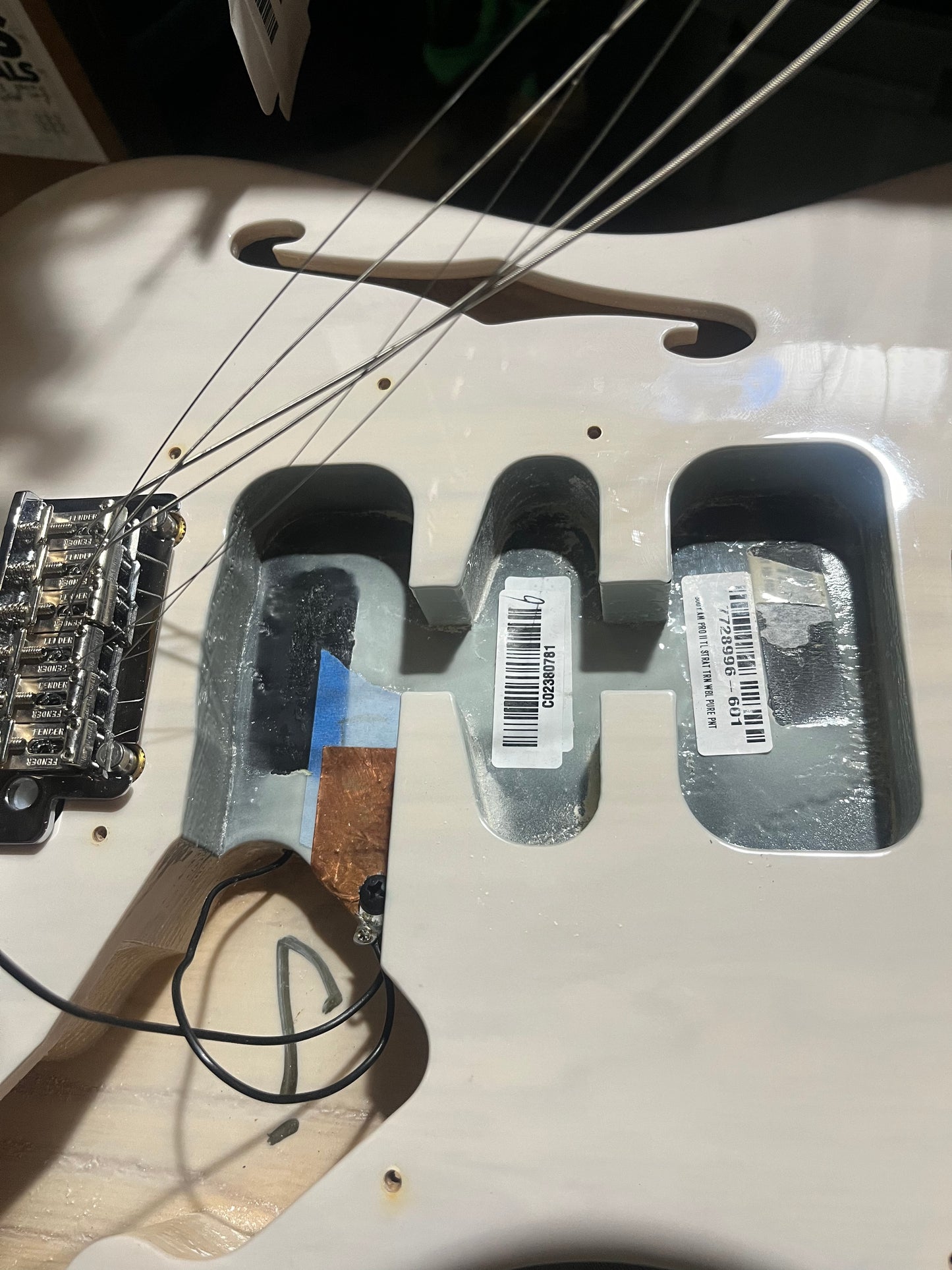 Fender USA Parts Stratocaster Guitar - Deep C shape American Professional II neck on American Professional Thinline Body  - White Blonde / Fender neck