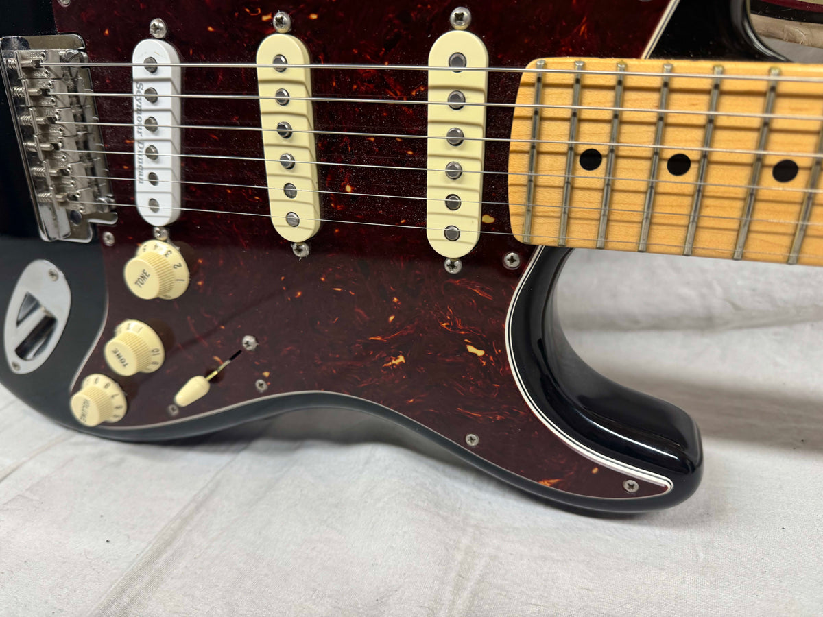 Fender American Professional Stratocaster HSS (modified to SSS) Shawbucker Guitar with Case 2016 - Black / Maple neck