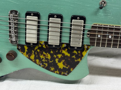 Maghini Guitars Skylark Baritone Guitar with COA + Gator Case 2023 - Lightly Aged Jade Metallic