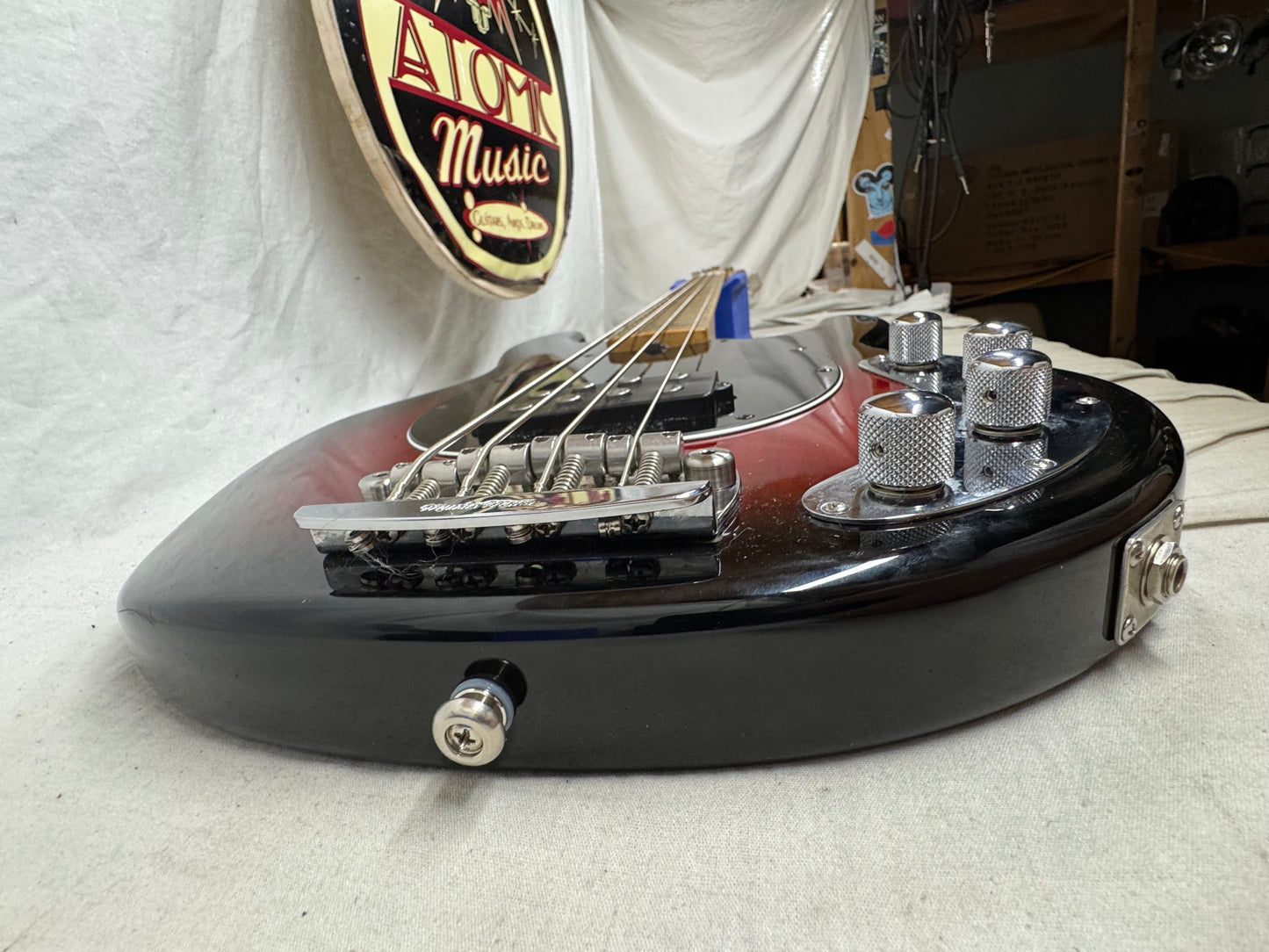 Ernie Ball Music Man Stingray 3 EQ H 3eq 4-string Bass with Case 2004 - Black Cherry Burst