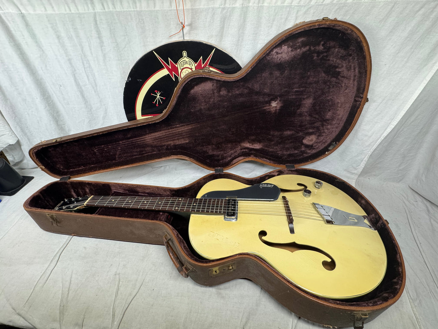 Gretsch USA 6187 g6187 Clipper Hollowbody Guitar with Case - neck/headstock repaired 1957 - Cream / Cadillac Green