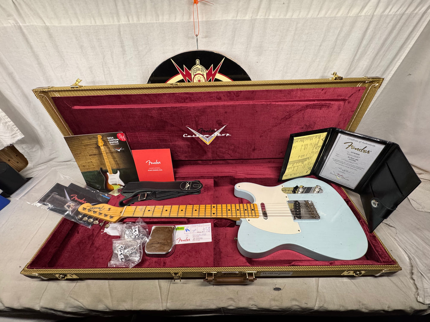 Fender USA Custom Shop 1959 '59 Telecaster Journeyman Guitar with COA + Case 2024 - Aged Sonic Blue / Maple neck