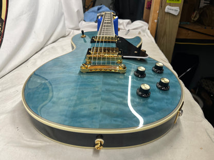 Epiphone Les Paul Custom Quilt Singlecut HH Electric Guitar - Ocean Blue