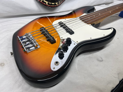 Fender Standard Jazz Bass V 5-String Electric Bass with Hard Case - Brown Sunburst