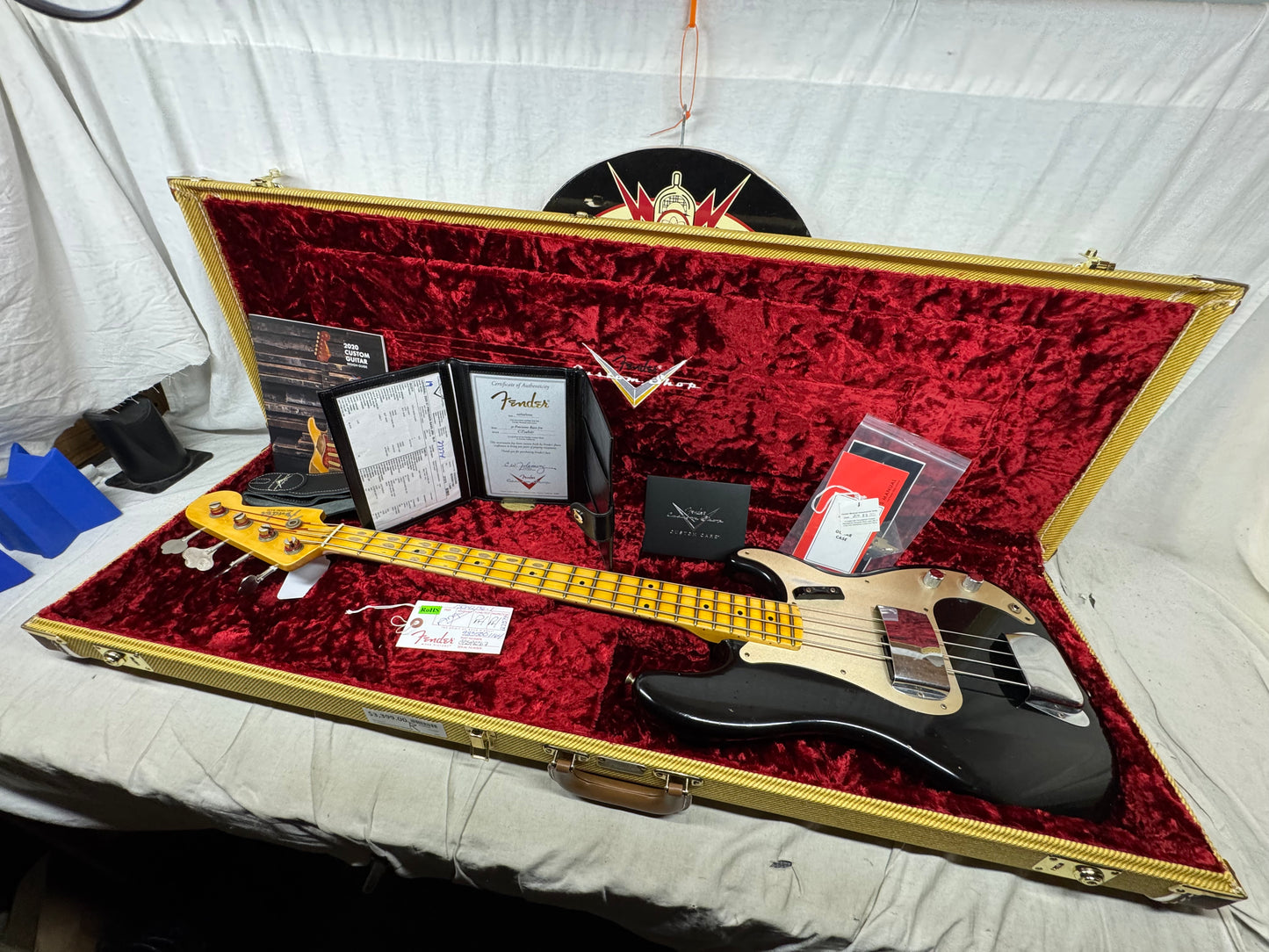 Fender USA Custom Shop '57 Precision Bass jrn Journeyman 4-string P-Bass with COA + Case 2020 - Black / Maple neck - relic'd