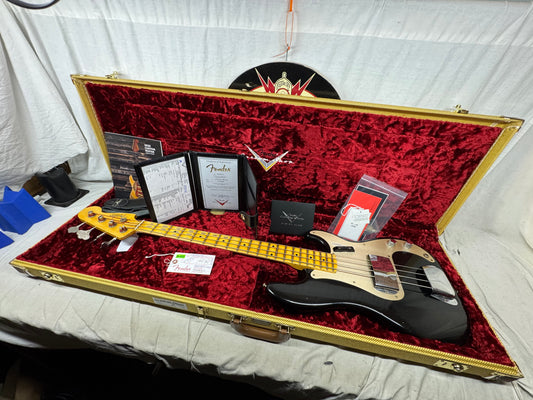 Fender USA Custom Shop '57 Precision Bass jrn Journeyman 4-string P-Bass with COA + Case 2020 - Black / Maple neck - relic'd