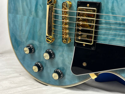Epiphone Les Paul Custom Quilt Singlecut HH Electric Guitar - Ocean Blue