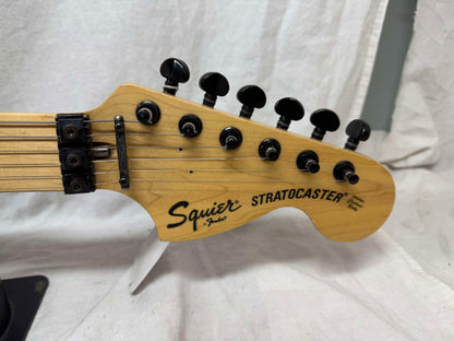 Squier by Fender MIJ Made In Japan Stratocaster Guitar with Floyd Rose + EMGs Upgrades + Case 1985 - 1986 - Black / Maple neck