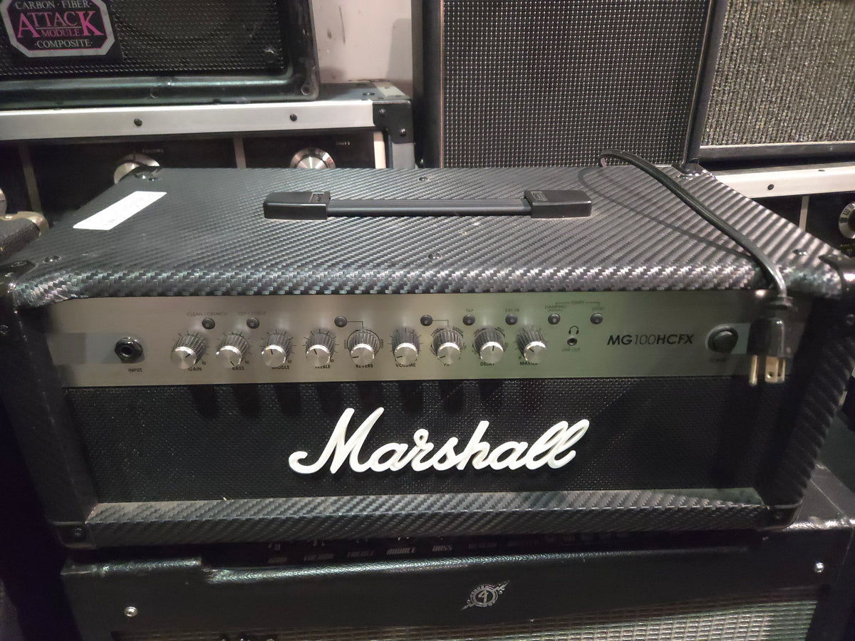 Marshall MG Carbon Fiber MG100HCFX 4-Channel 100-Watt Solid State Guitar Amp Head 2011 - 2018 - Black Carbon Fiber - Local Pickup Only