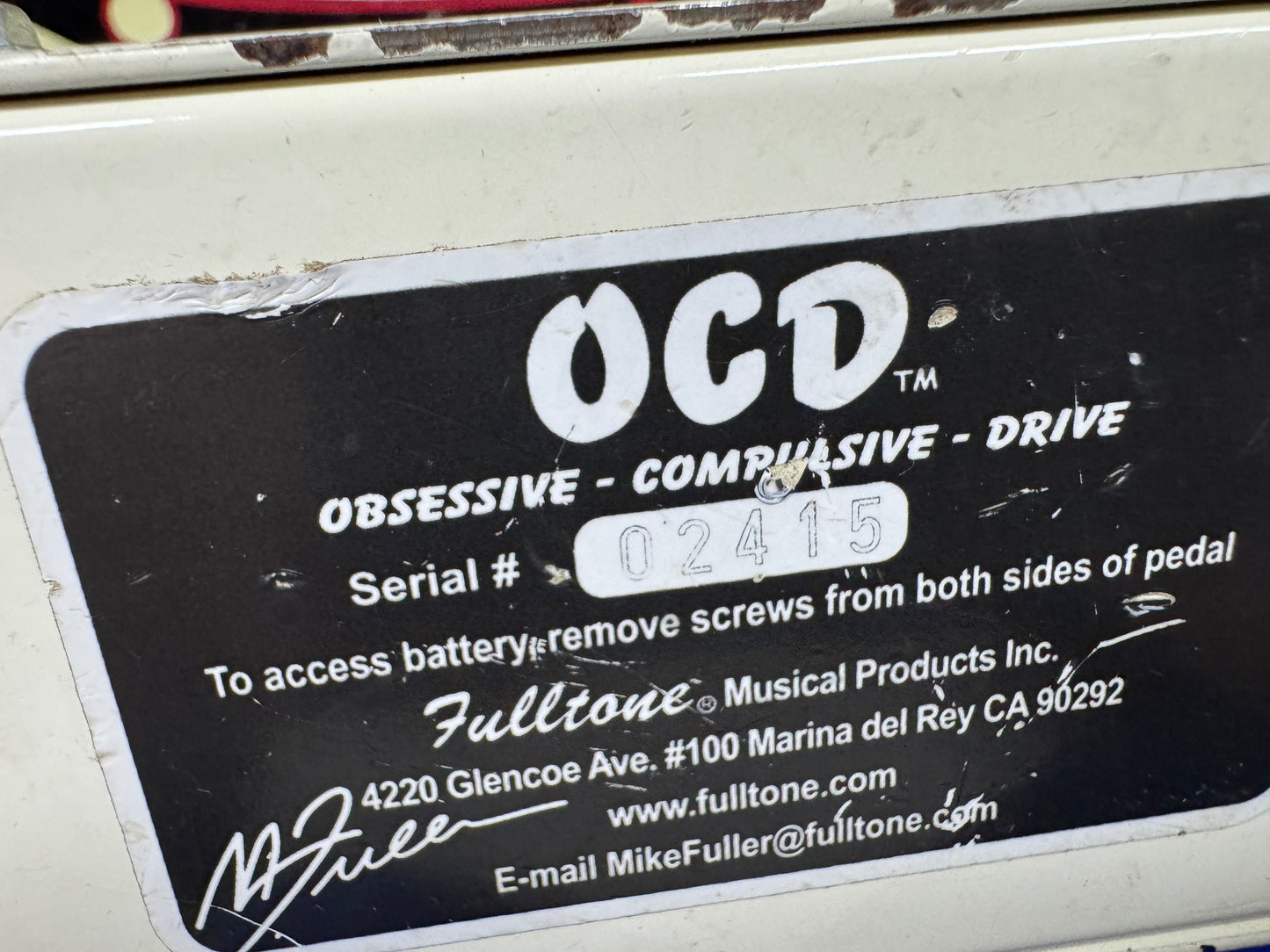 Fulltone OCD v1.1 v1 Series 1 Obsessive Compulsive Drive Overdrive Pedal 2005