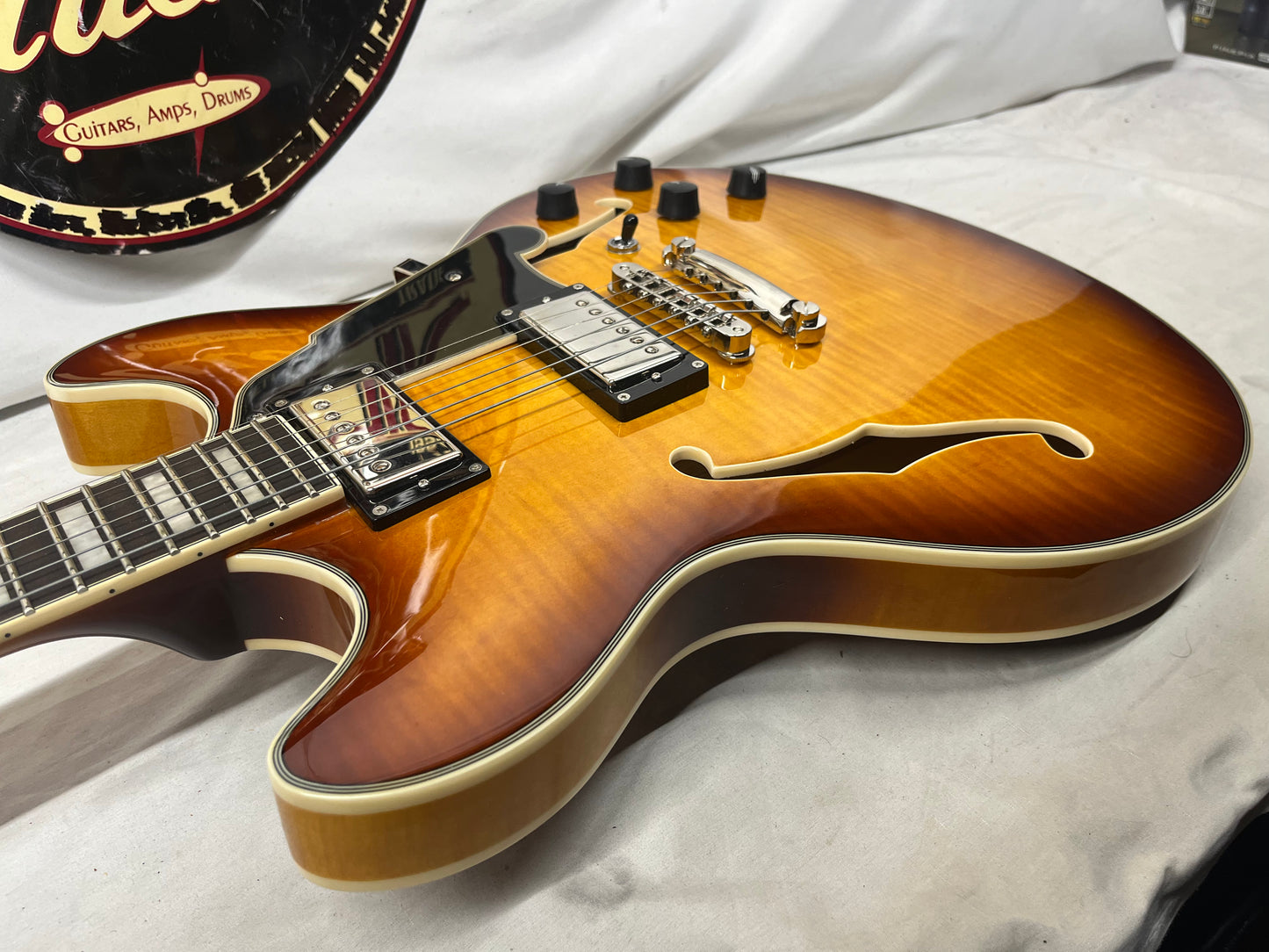 D'Angelico DAPDCDITBNS Premier DC Semi-Hollow Body Electric Guitar - Dark Iced Tea Burst