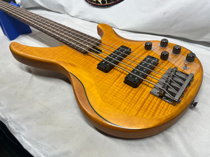 Yamaha TRBX605FM 5-String Electric Bass- Matte Amber