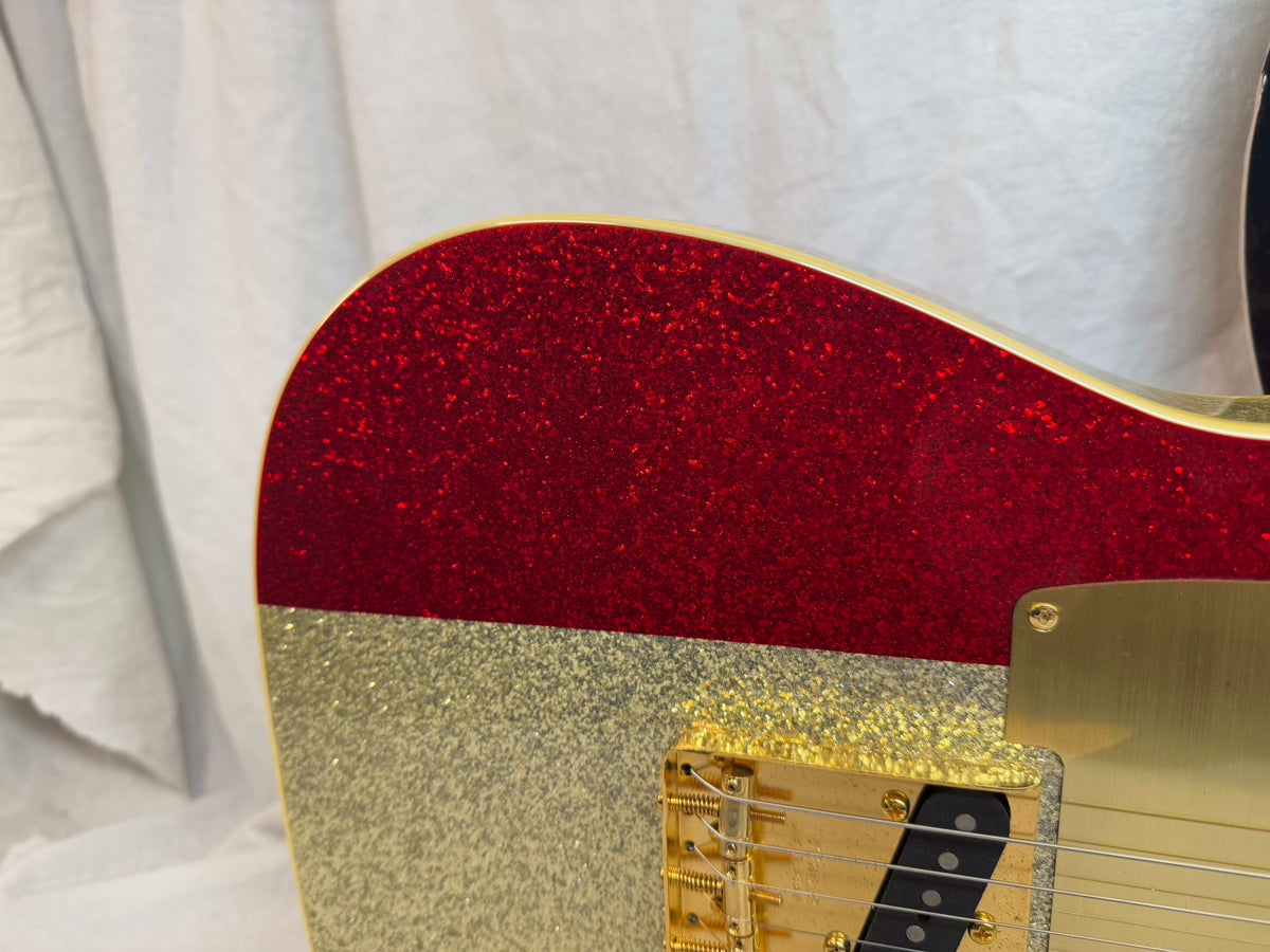 Fender Buck Owens Telecaster Guitar with Case 2002 - 2004 - MIJ Made In Japan - Red, Silver & Blue Sparkle