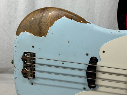 Fender USA Custom Shop '55 1955 Precision Bass Relic 4-string P-Bass with COA + Case 2020 - Sonic Blue / Roasted Maple neck