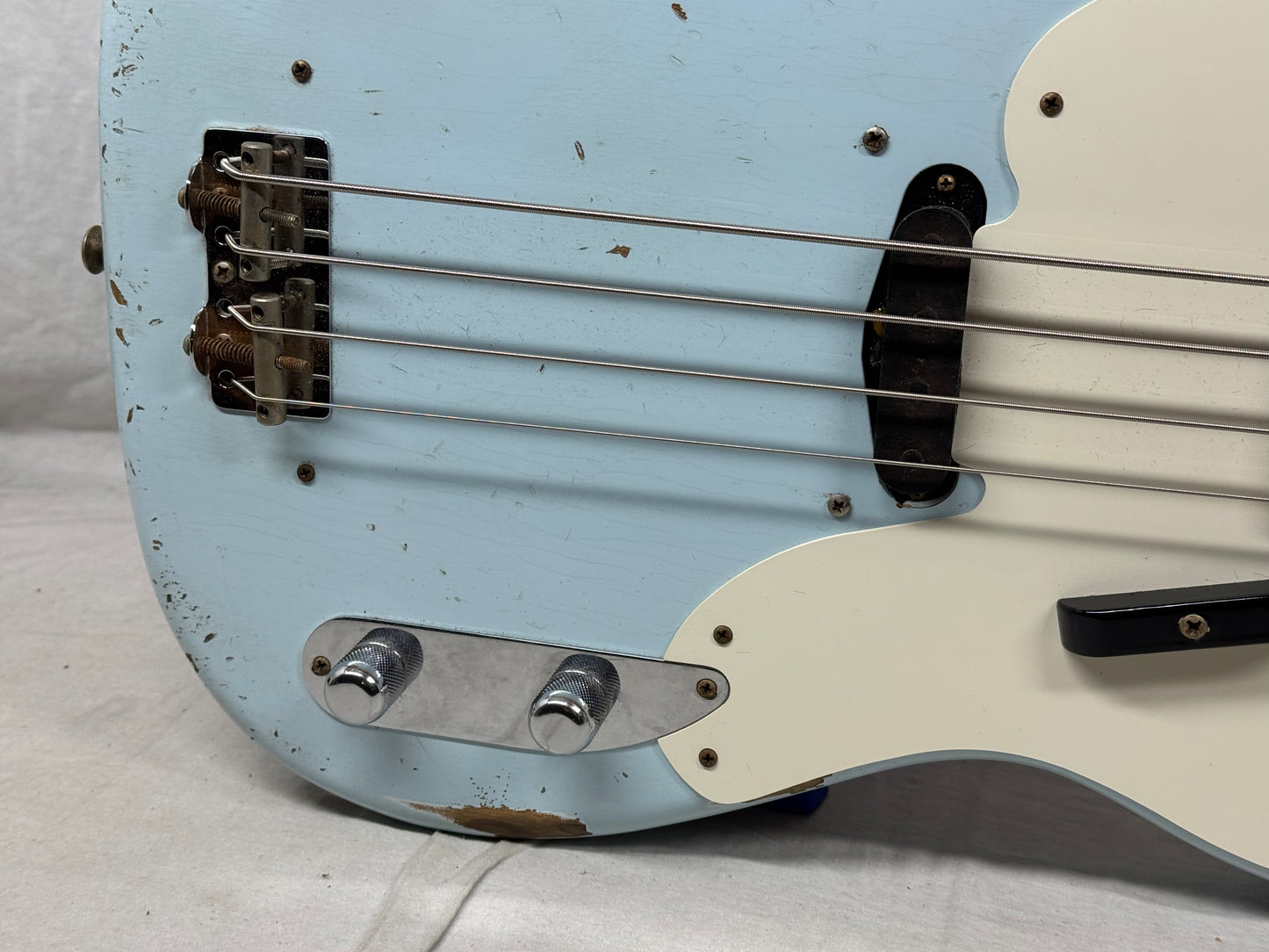 Fender USA Custom Shop '55 1955 Precision Bass Relic 4-string P-Bass with COA + Case 2020 - Sonic Blue / Roasted Maple neck