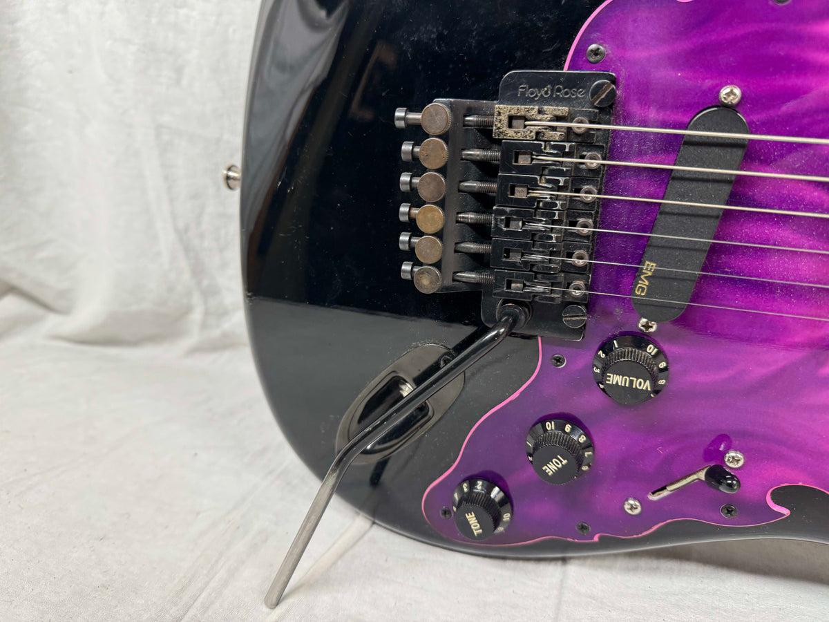 Squier by Fender MIJ Made In Japan Stratocaster Guitar with Floyd Rose + EMGs Upgrades + Case 1985 - 1986 - Black / Maple neck