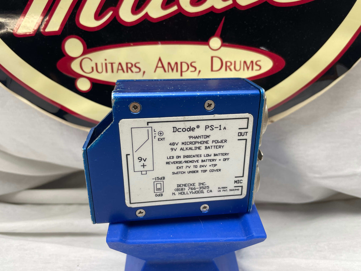 Denecke Dcode PS-1A PS-1 A Microphone Phantom Power Supply - Blue