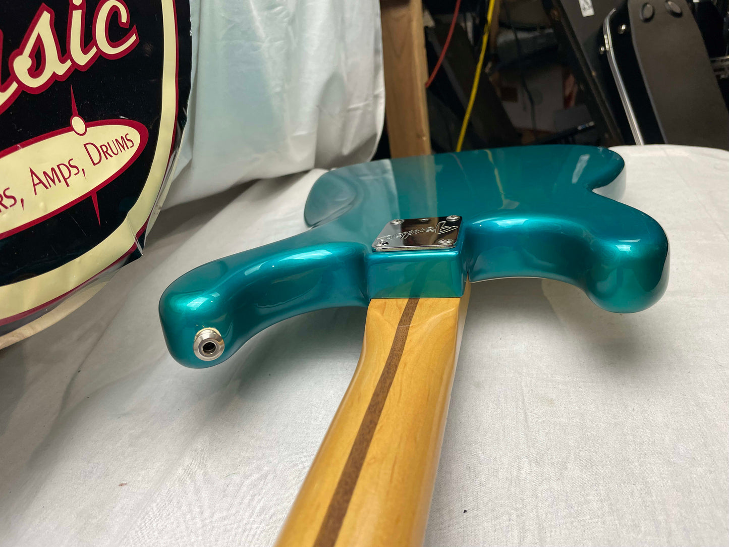 Fender PARTS Stratocaster - 1999 American Deluxe neck on 1983 Dan Smith-era Standard Strat body with Case - Transparent Teal