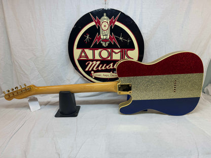 Fender Buck Owens Telecaster Guitar with Case 2002 - 2004 - MIJ Made In Japan - Red, Silver & Blue Sparkle