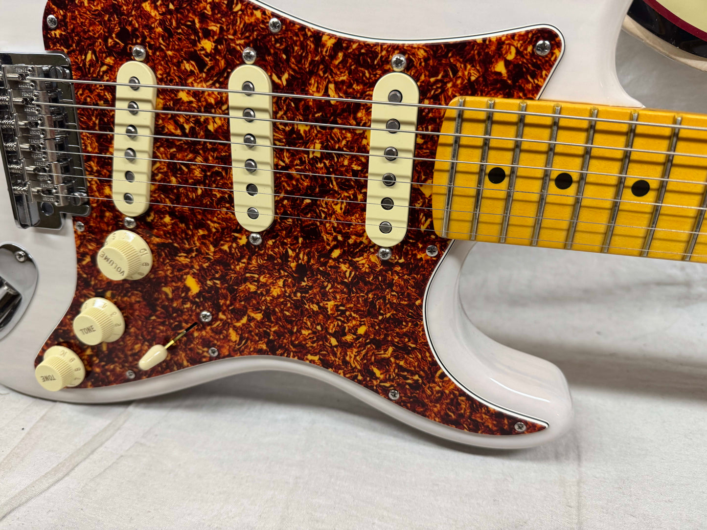 Fender USA Parts Stratocaster Guitar - Deep C shape American Professional II neck on American Professional Thinline Body  - White Blonde / Fender neck