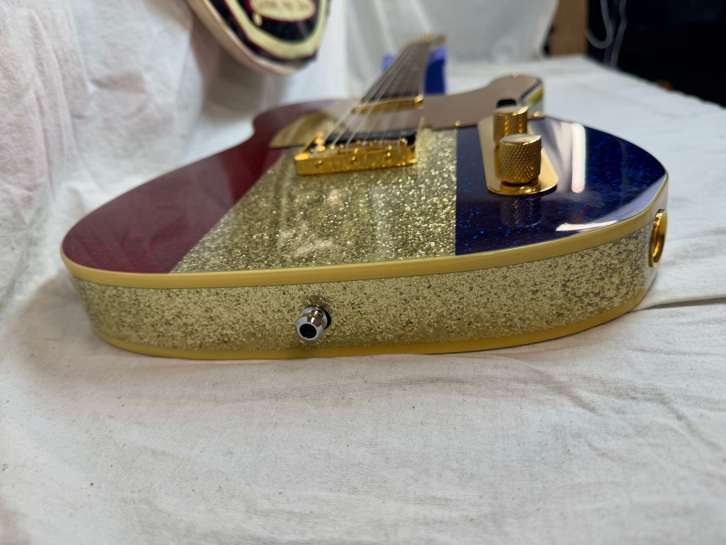 Fender Buck Owens Telecaster Guitar with Case 2002 - 2004 - MIJ Made In Japan - Red, Silver & Blue Sparkle