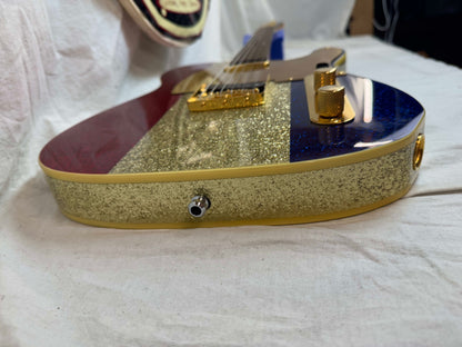 Fender Buck Owens Telecaster Guitar with Case 2002 - 2004 - MIJ Made In Japan - Red, Silver & Blue Sparkle