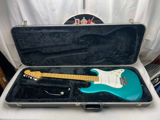 Fender PARTS Stratocaster - 1999 American Deluxe neck on 1983 Dan Smith-era Standard Strat body with Case - Transparent Teal