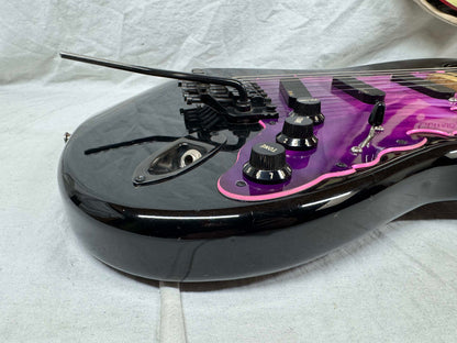 Squier by Fender MIJ Made In Japan Stratocaster Guitar with Floyd Rose + EMGs Upgrades + Case 1985 - 1986 - Black / Maple neck
