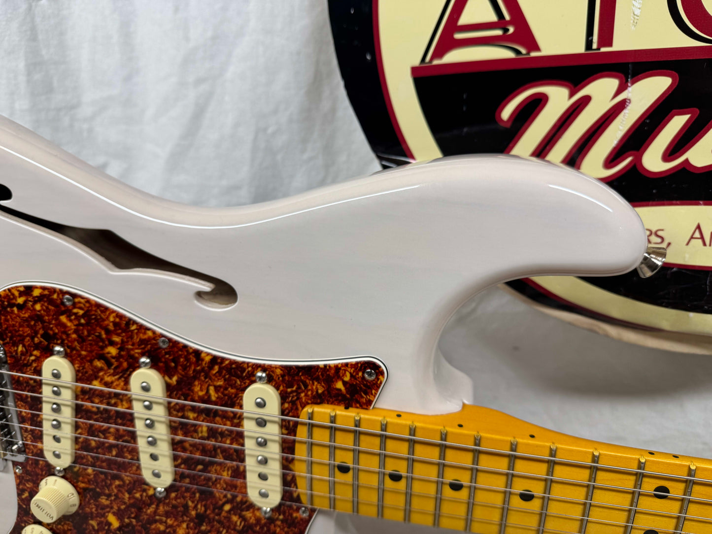 Fender USA Parts Stratocaster Guitar - Deep C shape American Professional II neck on American Professional Thinline Body  - White Blonde / Fender neck
