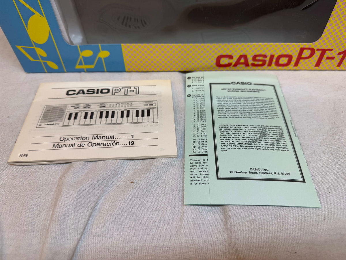 Casio PT-1 PT1 Mini Synthesizer with Box - MIJ Made In Japan - Rare Light Blue Color!