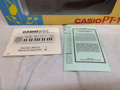 Casio PT-1 PT1 Mini Synthesizer with Box - MIJ Made In Japan - Rare Light Blue Color!