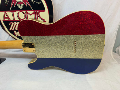 Fender Buck Owens Telecaster Guitar with Case 2002 - 2004 - MIJ Made In Japan - Red, Silver & Blue Sparkle