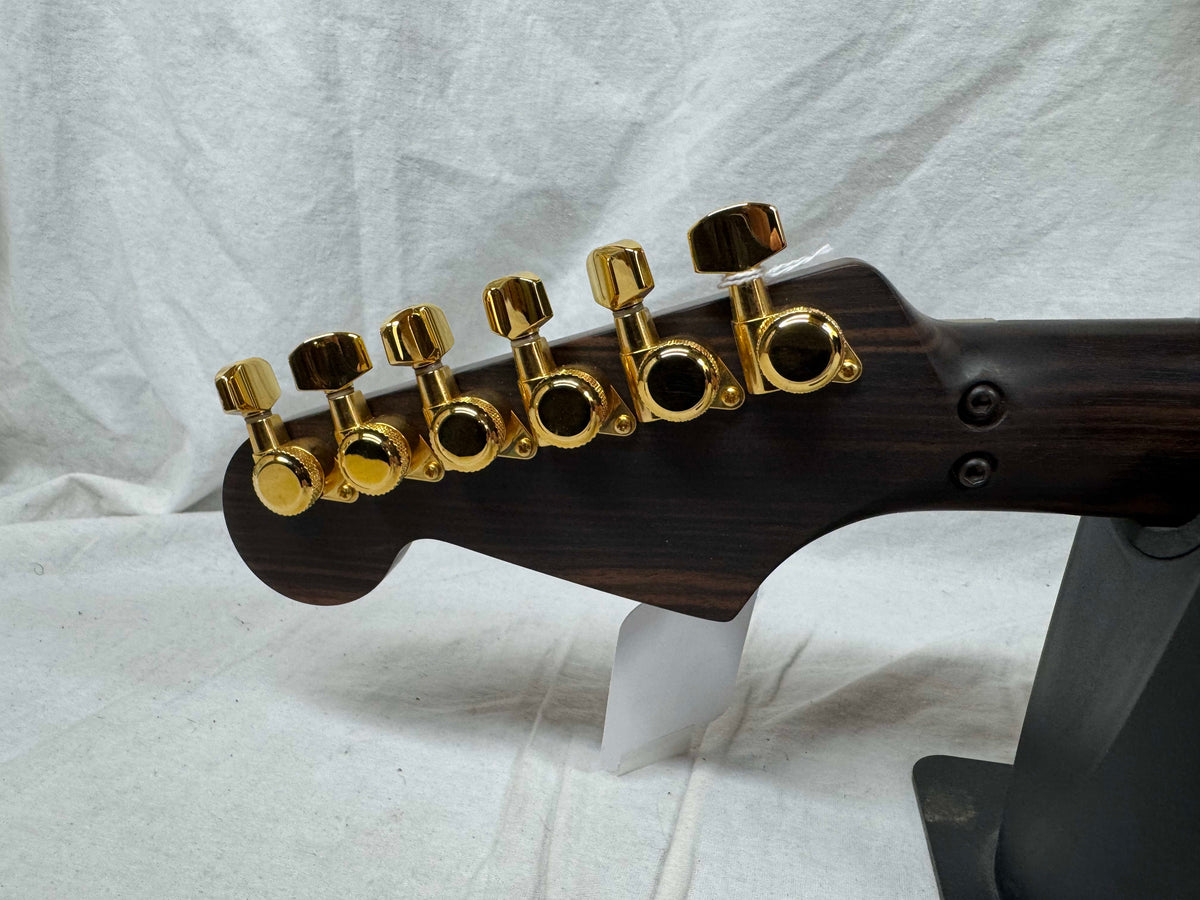 Warmoth S-style HSS Guitar with Lace Sensor Hot Gold Pickups by Houston Electric Guitar Jerry DeLue