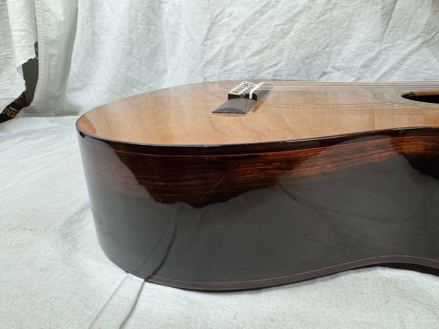 Kevin Mathers Concert Classical Acoustic Guitar - crack/hole in top - with Case 2006