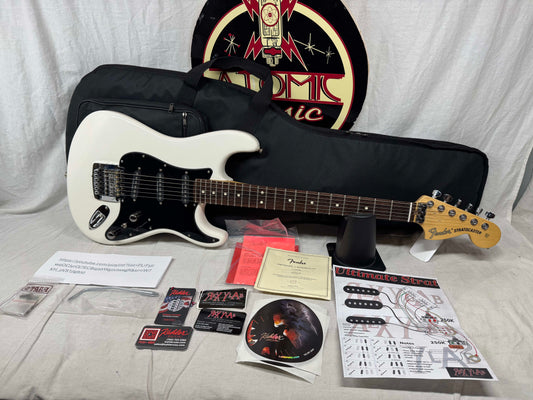 Fender American Performer Stratocaster Guitar with Rexylab Ultimate Strat upgrades/mods + Case 2023 - Arctic White / Rosewood fingerboard