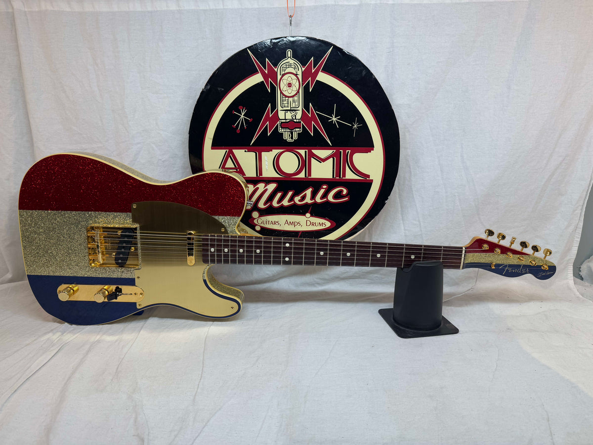 Fender Buck Owens Telecaster Guitar with Case 2002 - 2004 - MIJ Made In Japan - Red, Silver & Blue Sparkle