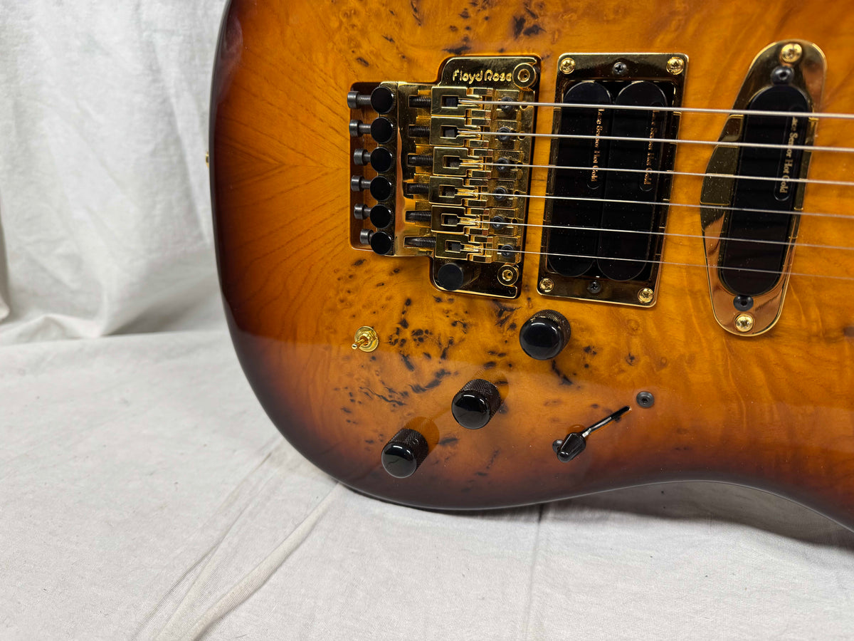 Warmoth S-style HSS Guitar with Lace Sensor Hot Gold Pickups by Houston Electric Guitar Jerry DeLue