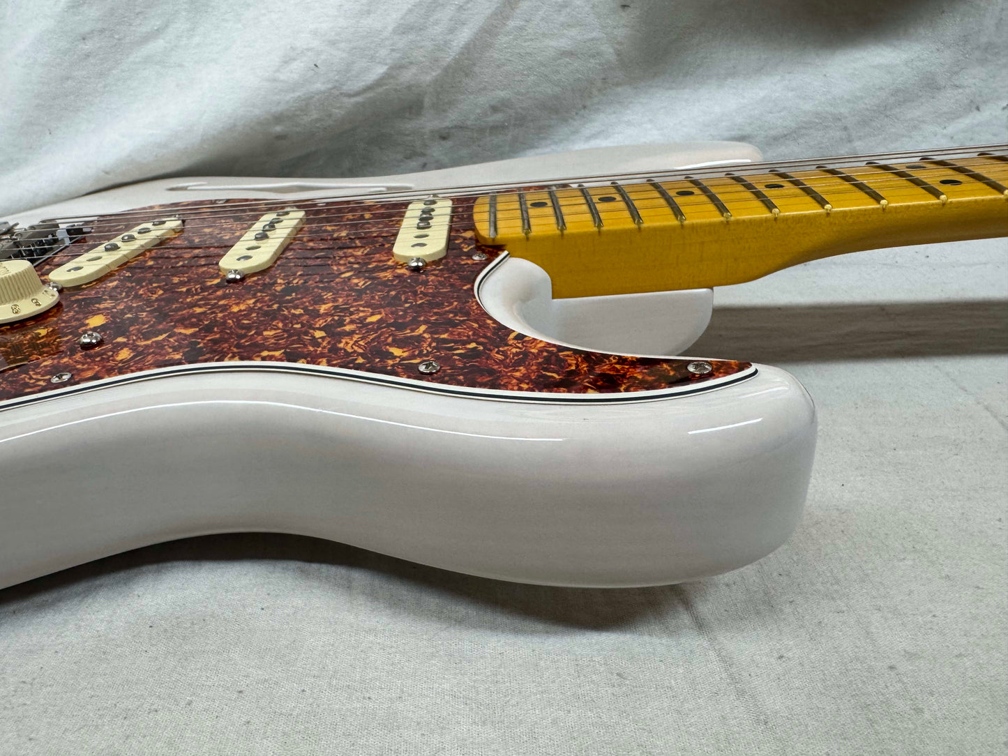 Fender USA Parts Stratocaster Guitar - Deep C shape American Professional II neck on American Professional Thinline Body  - White Blonde / Fender neck