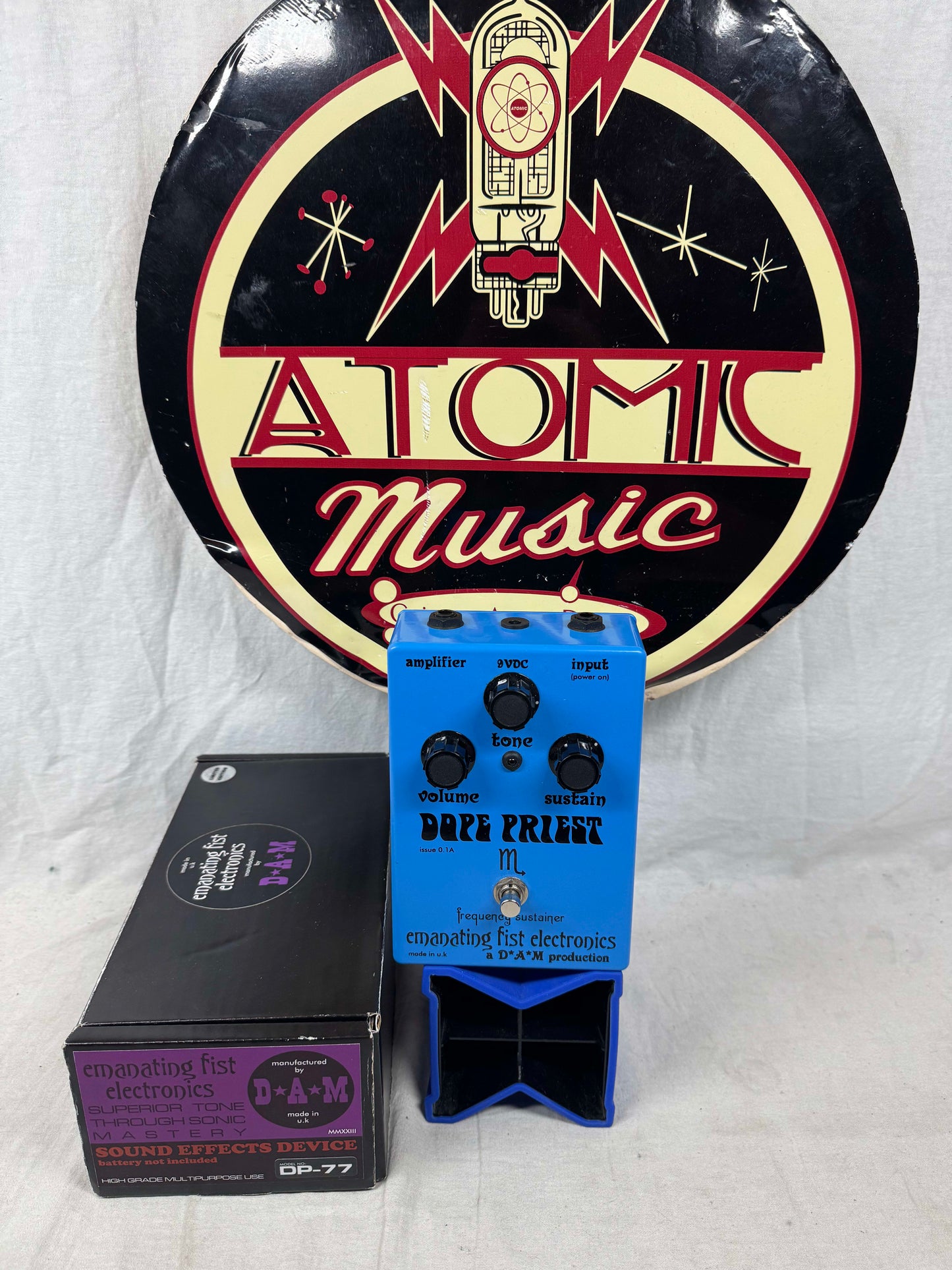 D*A*M Differential Audio Manifestationz x Emanating Fist Electronics Limited Edition DP-77 dp77 Dope Priest Frequency Sustainer Muffy Fuzz Pedal with Box - Limited Blue Colorway